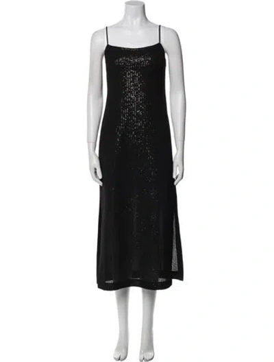 Pre-owned Max Mara Square Neckline Midi Length Dress In Black