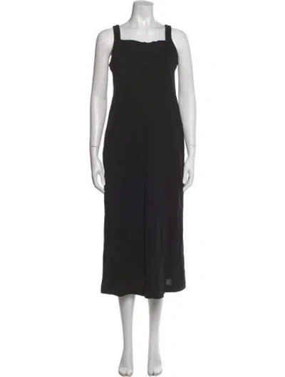 Pre-owned Max Mara Square Neckline Midi Length Dress In Black