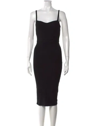 Pre-owned Max Mara Square Neckline Midi Length Dress In Black