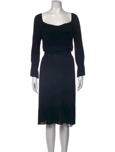Pre-owned Max Mara Square Neckline Midi Length Dress In Black