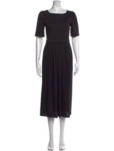 Pre-owned Max Mara Square Neckline Midi Length Dress In Black