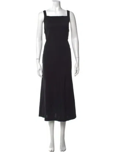 Pre-owned Max Mara Square Neckline Midi Length Dress In Black