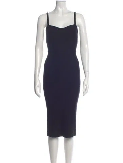 Pre-owned Max Mara Square Neckline Midi Length Dress In Blue