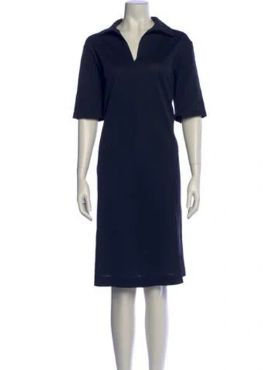 Pre-owned Max Mara Square Neckline Midi Length Dress In Blue
