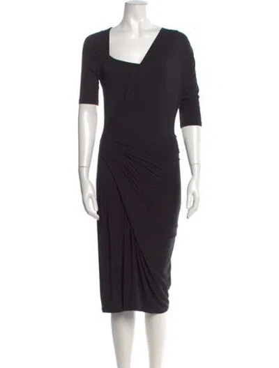 Pre-owned Max Mara Square Neckline Midi Length Dress In Gray