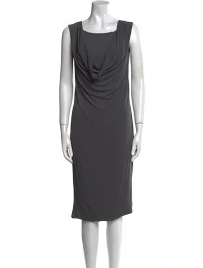 Pre-owned Max Mara Square Neckline Midi Length Dress In Gray
