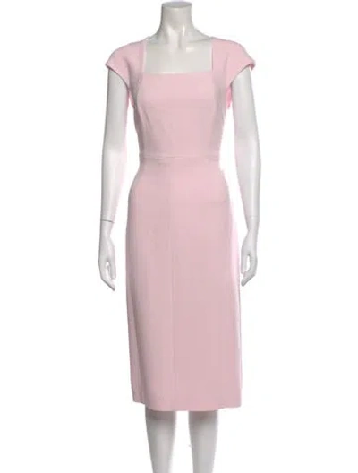 Pre-owned Max Mara Square Neckline Midi Length Dress In Pink