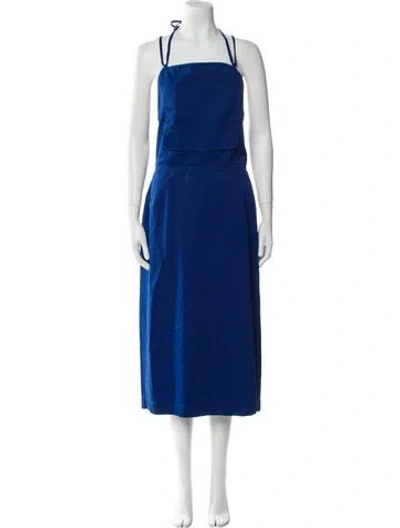 Pre-owned Max Mara Square Neckline Midi Length Dress W/ Tags In Black