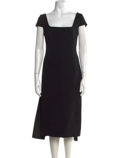 Pre-owned Max Mara Square Neckline Midi Length Dress W/ Tags In Black