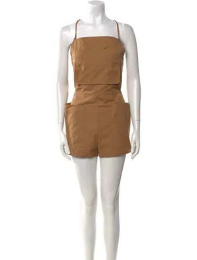 Pre-owned Max Mara Square Neckline Romper In Brown