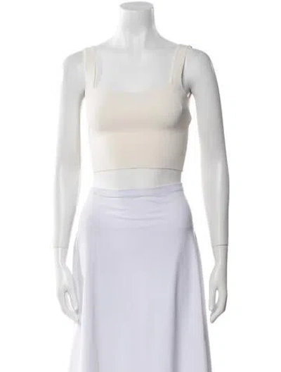 Pre-owned Max Mara Square Neckline Sleeveless Crop Top In Neutral