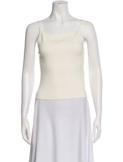 Pre-owned Max Mara Square Neckline Sleeveless Top In White