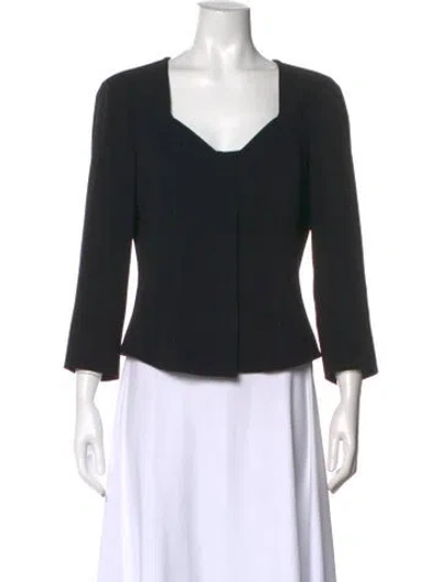 Pre-owned Max Mara Square Neckline Three-quarter Sleeve Top In Black