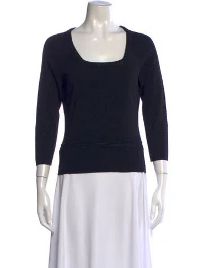 Pre-owned Max Mara Square Neckline Three-quarter Sleeve Top In Black