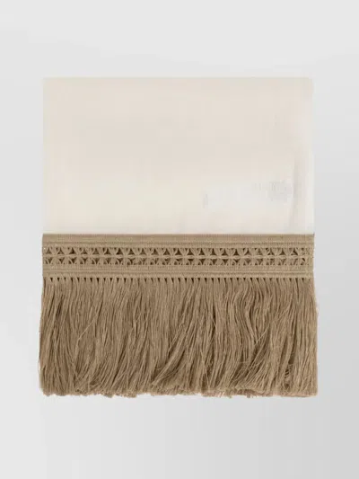 Max Mara Square Scarf Fringed Two-tone Detailing