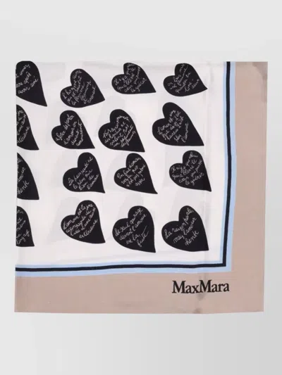 Max Mara Square Scarf Lightweight Fabric Heart Pattern In Multi