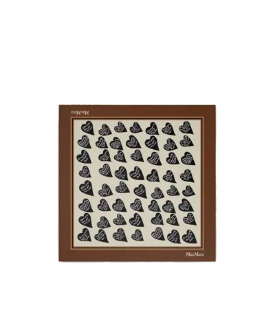 Max Mara Square Silk Scarf In Brown