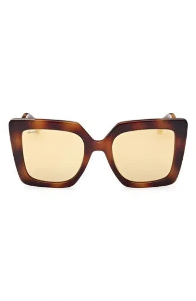 Max Mara Square Sunglasses In Dark Havana/brown Mirror