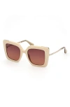 Max Mara Design Metal & Acetate Cat-eye Sunglasses In Ivory/gradient Brown