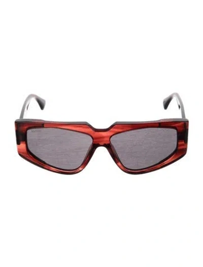 Pre-owned Max Mara Square Tinted Sunglasses In Burgundy/clear