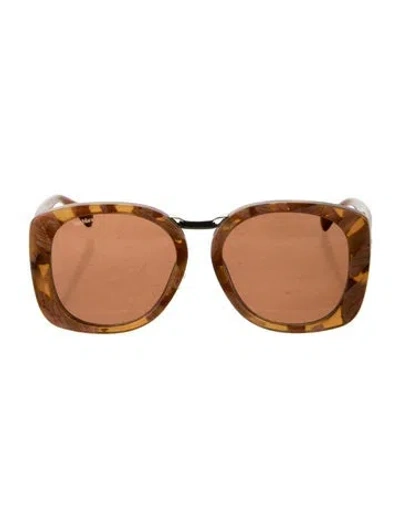 Pre-owned Max Mara Square Tinted Sunglasses In Clear/orange