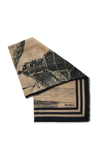 Max Mara Square Wool-silk Shawl In Tan