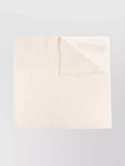 Max Mara Square Wraparound Scarf Fringed Edges In White