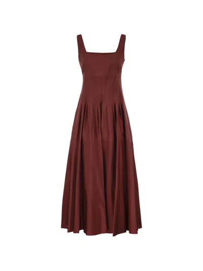 Max Mara Square-neck Midi Dress In Burgundy