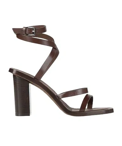 Max Mara Squaretoe Blockstrap Highheel Sandals In Brown