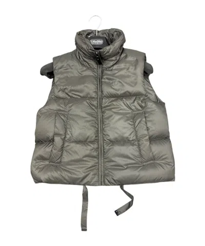Max Mara Stand Collar Cotton Vest In Gray