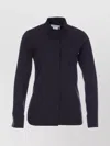 Max Mara Stand Collar Crewneck Shirt With Buttoned Cuffs In Blue