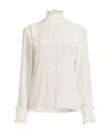 Max Mara Stand-collar Long-sleeved Blouse In White