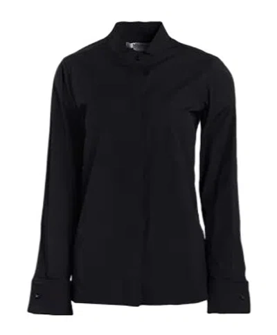 Max Mara Stand-collar Button-down Long-sleeve Shirt In Black