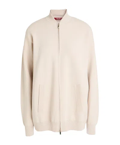 Max Mara Stand-collar Knit Zip-up Jacket In White