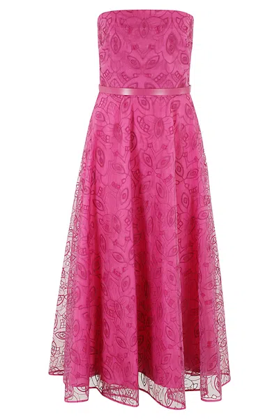 Max Mara Studio Woman Midi Dress Fuchsia Size 4 Polyester In Pink