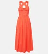 Max Mara Stelvio Cotton-blend Midi Dress In Orange