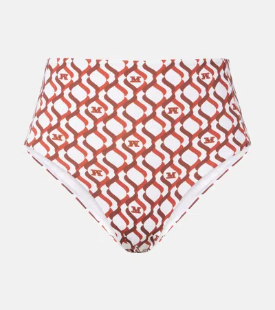 Max Mara Stilla Printed High-rise Bikini Bottoms In Brown