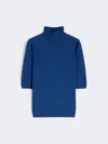 Max Mara Stockinette-stitched Wool Polo-neck Sweater In Blue