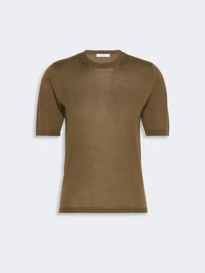 Max Mara Stockinette-stitched Cashmere And Silk Sweater In Kaki