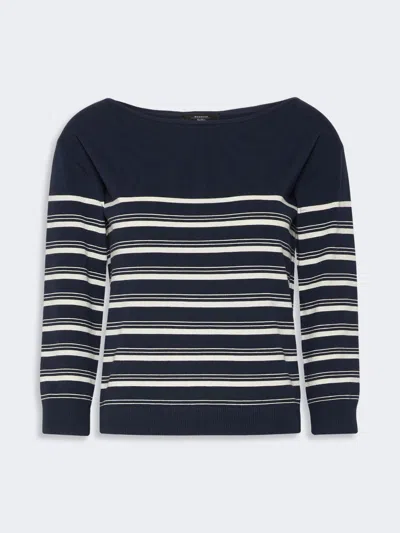 Max Mara Stockinette-stitched Viscose Yarn Sweater In Blue