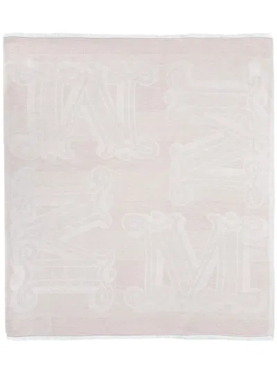 Max Mara Stola In Misto Linen Scarf 99 Cm X 177 Cm In White
