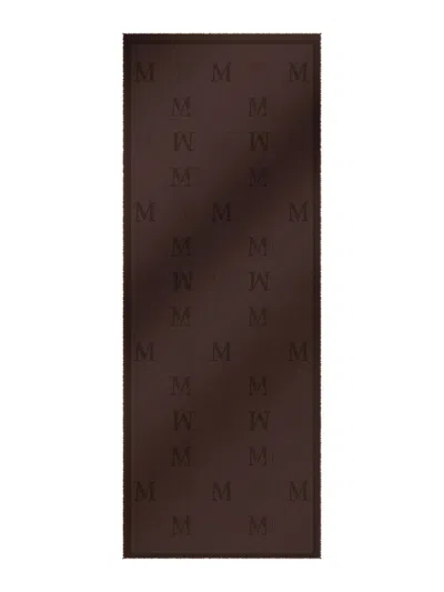 Max Mara Stole In Wool And Silk Jacquard In Brown