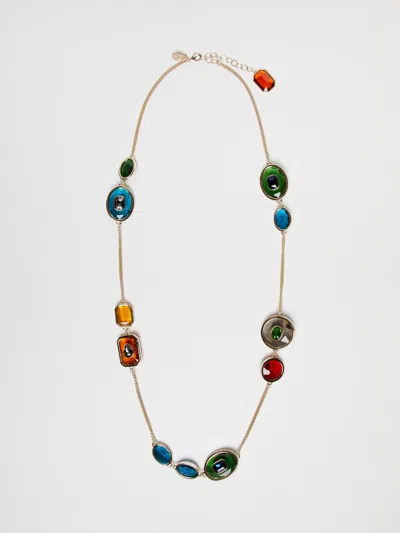 Max Mara Stone-embellished Double-strand Necklace In Green
