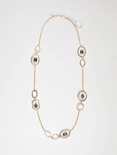 Max Mara Stone-embellished Double-strand Necklace In Gold