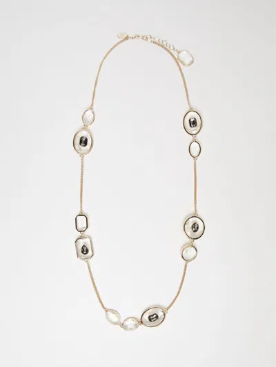 Max Mara Stone-embellished Double-strand Necklace In Optical White
