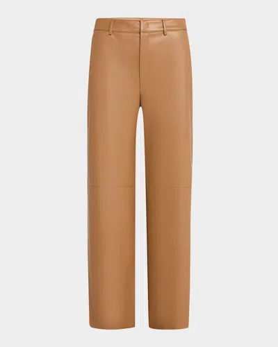 Max Mara Storia Faux Leather Wide-leg Pants In Beige