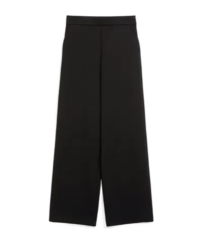 Max Mara Wide-leg Black Trousers In Compact Cady