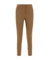 Max Mara Straight-leg Tailored Cotton Pants With Structured Waistband In Brown