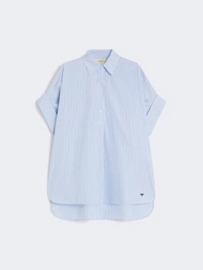 Max Mara Straight-fit Cotton Poplin Shirt In Blue