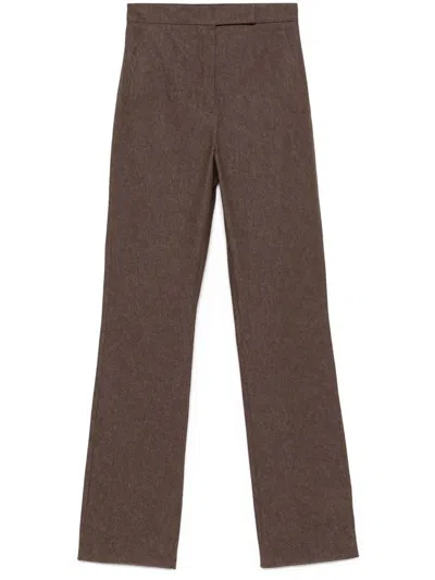 Max Mara Straight Fit Cotton Trousers In Brown
